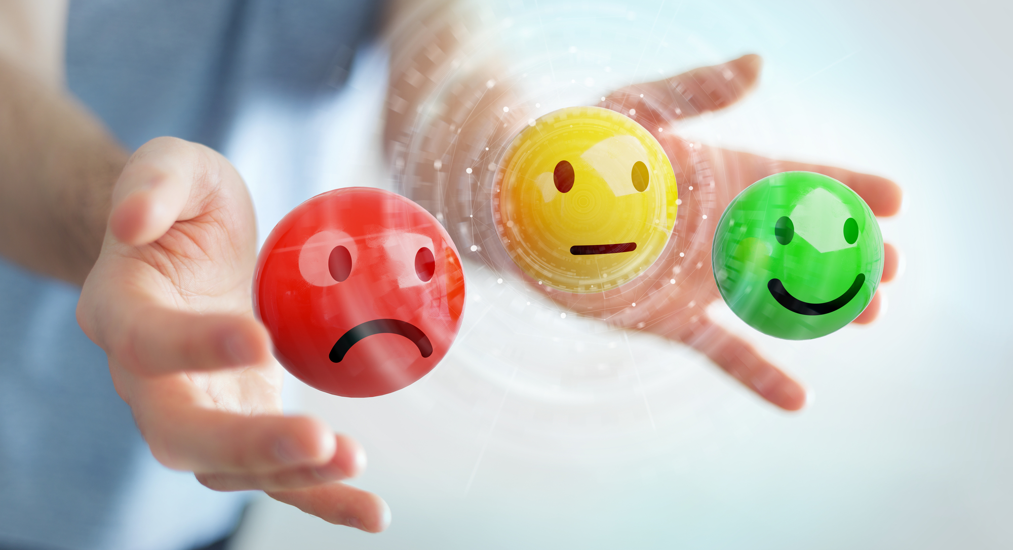 Emojis representando a pesquisa de satisfação